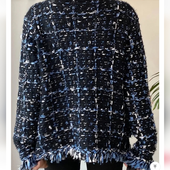 Tassels Patchwork Jacket Contrast Color V-neck Single Breasted Loose Coats - Picture 5 of 5